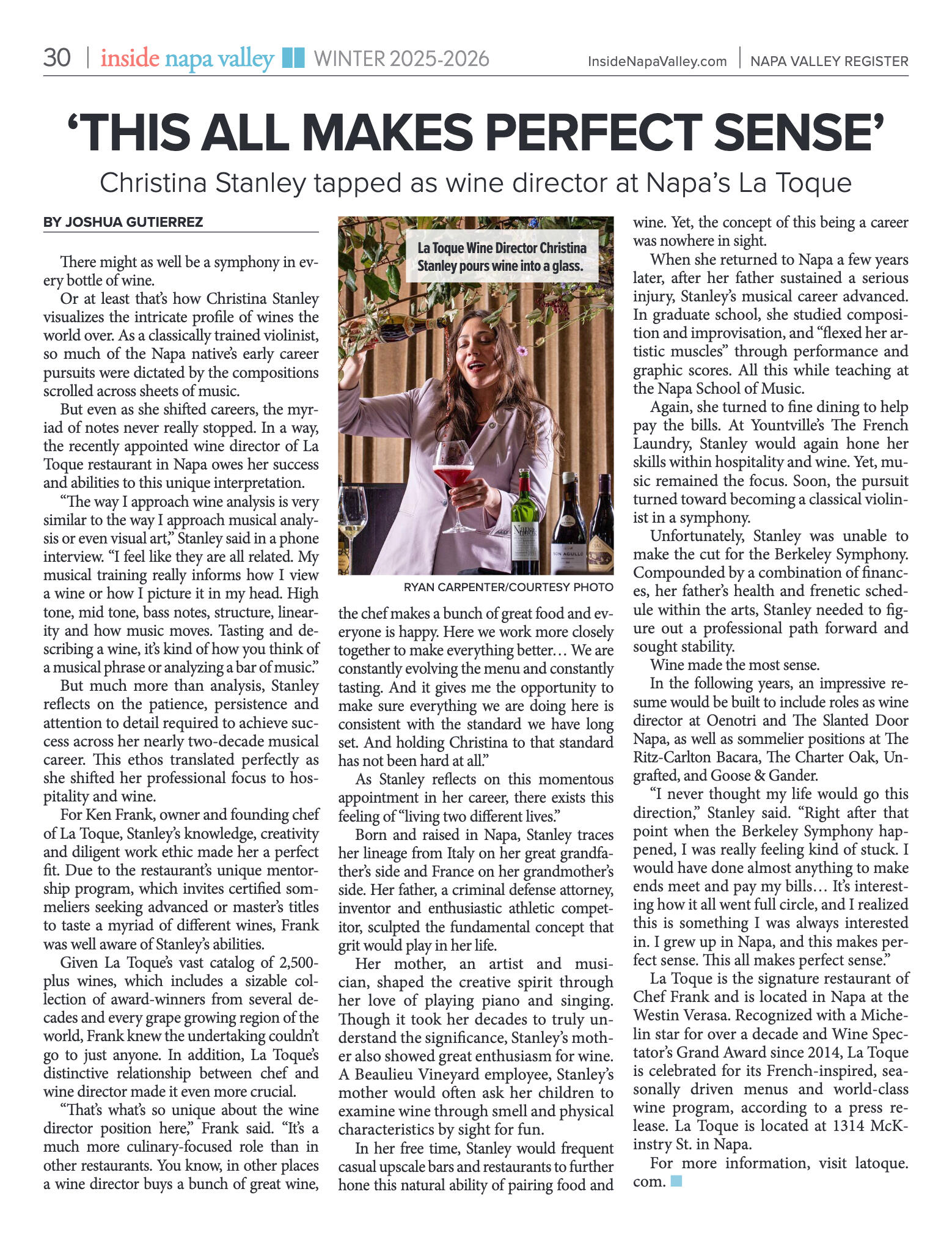 Inside Napa Valley Winter 2025 - page 30